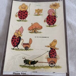 VTG Meyercord  Decals New Old Stock 1976 Ladybug Mushrooms USA 1540-H Insects